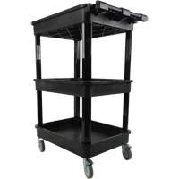 Utility Cart with Deep Lip Shelf, 3 Tiers, 19" x 39-1/2" x 28-1/4", 330 lbs. Capacity D. Morneault & Fils