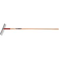 Level Rake, Wood Handle, 14-3/4" W, Tempered Steel Blade, 16 Tines D. Morneault & Fils