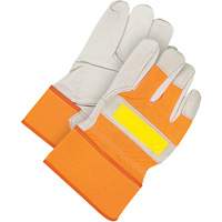 Classic High-Visibility Fitter Gloves, One Size, Grain Cowhide Palm, Fleece Inner Lining D. Morneault & Fils
