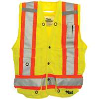 Surveyor Safety Vest, High Visibility Lime-Yellow, Large, Polyester D. Morneault & Fils