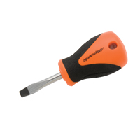 Stubby Slotted Screwdriver, 1/4" Tip, Round, 3-3/4" L, Cushion Grip Handle D. Morneault & Fils