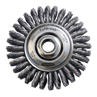TufBrush Knot Wire Wheel Brush, 4" Dia., 0.02" Fill, 5/8"-11 Arbor, Steel D. Morneault & Fils