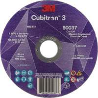 Cubitron 3 Cut-Off Wheel, 5" x 0.045", 7/8" Arbor, Type 1, Ceramic, 12250 RPM D. Morneault & Fils