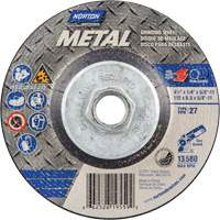 Metal Grinding Wheel, 4-1/2" x 1/4", 5/8"-11 Arbor, Aluminum Oxide, Type 27 D. Morneault & Fils