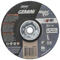 Gemini RightCut Right Angle Cut-Off Wheel, 6" x 0.045", 5/8"-11 Arbor, Type 27/42, Aluminum Oxide, 10185 RPM D. Morneault & Fils