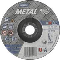 Metal RightCut Right Angle Cut-Off Wheel, 6" x 0.045", 7/8" Arbor, Type 27/42, Aluminum Oxide, 10190 RPM D. Morneault & Fils