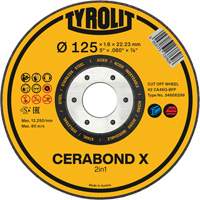 CERABOND X Cut-Off Wheel for Steel & Stainless Steel, 4-1/2" x 0.45", 7/8" Arbor, Type 1, Ceramic, 12250 RPM D. Morneault & Fils