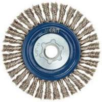 Brosse &agrave; fils nou&eacute;s pour cordons de soudure pour meuleuse angulaire, Dia. 5", Fils 0,02", Arbre 5/8"-11, Acier inoxydable D. Morneault & Fils