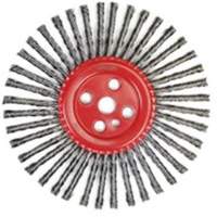 Brosse &agrave; fils nou&eacute;s pour cordons de soudure, Dia. 12", Fils 0,035", Arbre 1", Acier D. Morneault & Fils