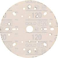 Hookit Gold Abrasive Disc, 6" Dia., 120 Grit, Aluminum Oxide, C-Weight D. Morneault & Fils