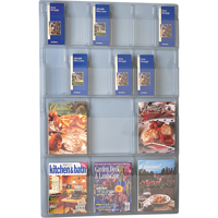 Literature Displays, Wall Mount, 6 Slots, Plastic, 30" W x 45" D x 45" H D. Morneault & Fils