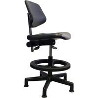 Ergonomic Seating, Polyurethane, Black, 250 lbs. Capacity D. Morneault & Fils