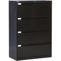 Lateral Filing Cabinet, Steel, 4 Drawers, 36" W x 18" D x 53-3/8" H, Black D. Morneault & Fils