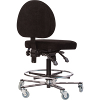 TF180 Welding Grade Ergonomic Stools, Suede, Black, 300 lbs. Capacity D. Morneault & Fils