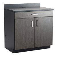 Modular Base Cabinet, Melamine, 39" H x 36" W x 25" D, Asian Night/Black D. Morneault & Fils