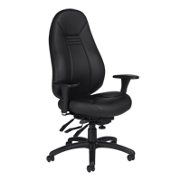 High Back Comfort Chair, Leather, Black, 300 lbs. Capacity D. Morneault & Fils