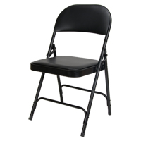 Vinyl Padded Folding Chair, Steel, Black, 300 lbs. Weight Capacity D. Morneault & Fils
