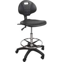 Tabouret robuste et ergonomique, Mobile, Ajustable, 39" - 48", Polyur&eacute;thane Si&egrave;ge, Noir D. Morneault & Fils