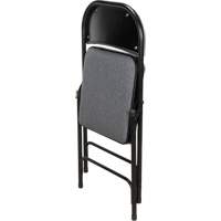 Deluxe Fabric Padded Folding Chair, Steel, Grey, 300 lbs. Weight Capacity D. Morneault & Fils