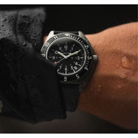 Steel Navigator with Date on Black 3-Piece Rubber Strap Kit, Digital, Battery Operated, 41 mm, Black D. Morneault & Fils