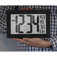 Self-Setting & Self-Adjusting Wall Clock with Stand, Digital, Battery Operated, Black D. Morneault & Fils