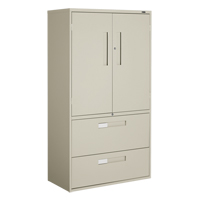 Armoire Multi-Stor, Acier, 3 Tablettes, 65-1/4" h x 36" la x 18" P, Beige D. Morneault & Fils