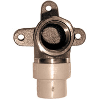 Coude applique 90° monobloc, Noeud x FPT, Laiton/PVC-C, 3/4" D. Morneault & Fils