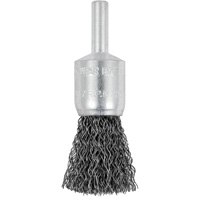 E050-12 Shaft Mounted Crimped End Brush, 1/2", 0.012" Fill, 1/4" Shank D. Morneault & Fils