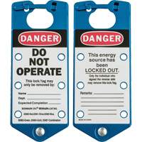 Labeled Lockout Hasps, Blue D. Morneault & Fils