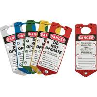 Labeled Lockout Hasps, Blue/Green/Red/Silver/Yellow D. Morneault & Fils