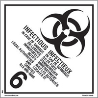 TDG Shipping Labels, Class 6.2, Infectious Substances, Paper D. Morneault & Fils