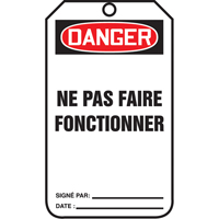 &eacute;tiquettes de verrouillage, Papier cartonn&eacute;, 3-1/8" la x 5-7/8" h, Français D. Morneault & Fils