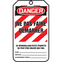 &eacute;tiquettes de verrouillage, Papier cartonn&eacute;, 3-1/8" la x 5-7/8" h, Français D. Morneault & Fils