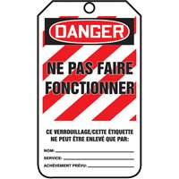 &eacute;tiquettes de verrouillage, Papier cartonn&eacute;, 3-1/8" la x 5-7/8" h, Français D. Morneault & Fils