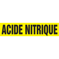 Marqueur de tuyau "Acid Nitrique", Autocollant, 4" h x 24" la, Noir sur jaune D. Morneault & Fils