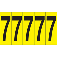 Individual Adhesive Number Markers, 7, 3-7/8" H, Black on Yellow D. Morneault & Fils