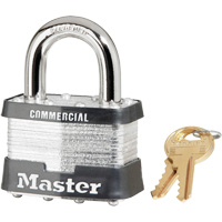 Laminated Padlock, Silver, Keyed Alike, Laminated Steel, 2" Width D. Morneault & Fils