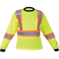 Safety Long Sleeve Shirt, Polyester, Medium, High Visibility Lime-Yellow D. Morneault & Fils