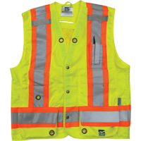 Surveyor Safety Vest, High Visibility Lime-Yellow, Small, Polyester D. Morneault & Fils