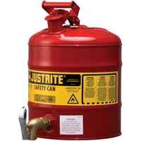 Bidon avec robinet s&eacute;curitaires pour laboratoires, Type I, Acier, 5 gal. US, Rouge, Homologu&eacute; FM D. Morneault & Fils