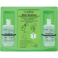 Support mural pour solution saline de douche oculaire, Double D. Morneault & Fils