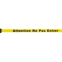 Tape Cassette for Build-Your-Own Crowd Control Barriers, Attention ne pas entrer, 7', Yellow Tape D. Morneault & Fils