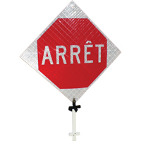"Arr&ecirc;t" Pole Sign, 24" x 24", Aluminum, French D. Morneault & Fils