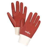 Gants rouges &agrave; fini doux r&eacute;sistants aux produits chimiques, Taille Grand/9, 10" lo, PVC, Doublure en Interlock, 47-mil D. Morneault & Fils