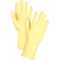 Gants jaune canari de premi&egrave;re qualit&eacute; r&eacute;sistants aux produits chimiques, Taille Petit/7, 12" lo, Latex de caoutchouc, Doublure en Ouat&eacute;e, 18 mils D. Morneault & Fils