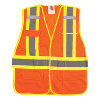 CSA Compliant High Visibility Surveyor Vest, High Visibility Orange, X-Large, Polyester D. Morneault & Fils