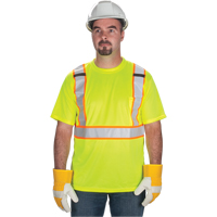 CSA Compliant T-Shirt, Polyester, X-Large, High Visibility Lime-Yellow D. Morneault & Fils
