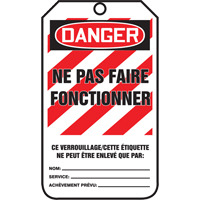 &eacute;tiquettes de verrouillage, Plastique, 3-3/8" la x 5-5/8" h, Français D. Morneault & Fils