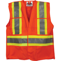 Traffic Safety Vest, High Visibility Orange, Medium/Small, Polyester D. Morneault & Fils