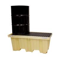 Nestable 2-Drum Poly-Spillpallet Without Drain, 66 US gal. Spill Capacity, 51" x 26" x 21" D. Morneault & Fils